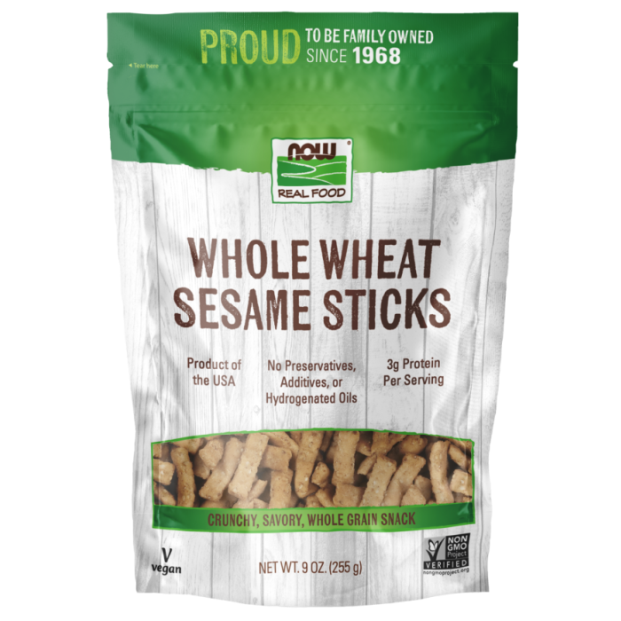 NOW Foods Whole Wheat Sesame Sticks - 9 oz