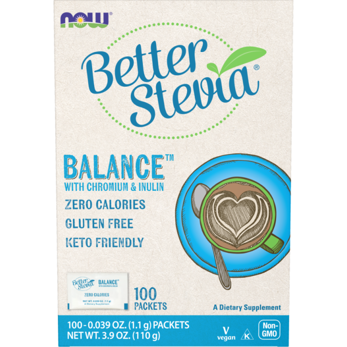 NOW Foods BetterStevia® Balance™ with Chromium & Inulin - 100 Packets