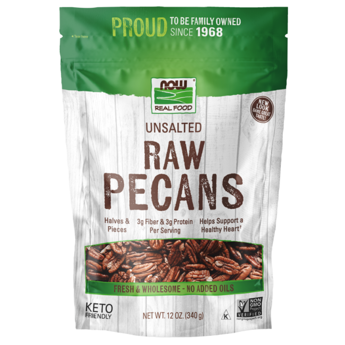 NOW Foods Pecans, Raw & Unsalted - 12oz