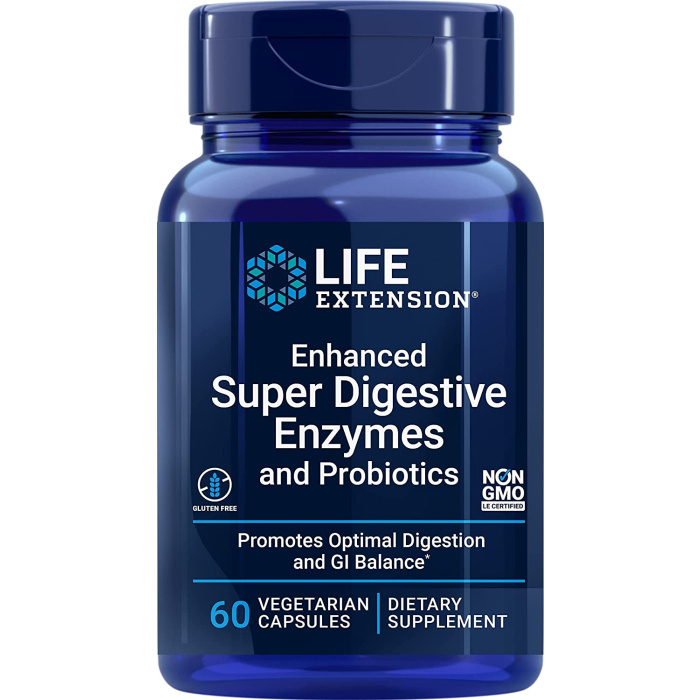 Life Extension Enhanced Super Digestive Enzymes with Probiotics, 60 Capsules