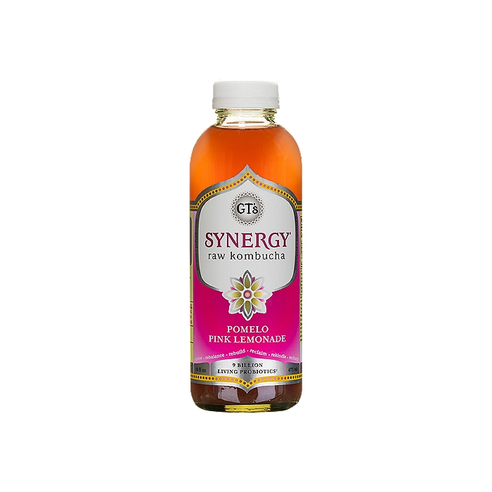 GT's Synergy Pomelo Pink Lemonade Raw Kombucha - Front view
