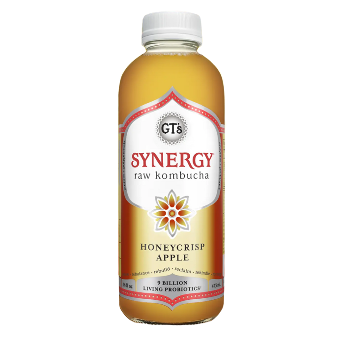 GT's Synergy Honeycrisp Apple Raw Kombucha - Front view