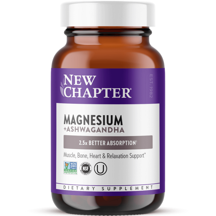 New Chapter Magnesium + Ashwagandha Tablets - Front view