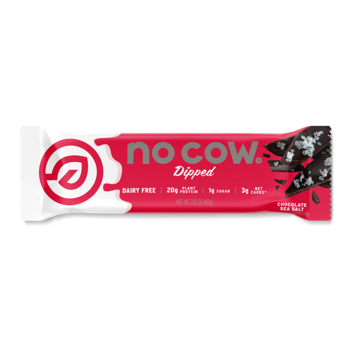 No Cow Dipped Chocolate Sea Salt Protein Bar - Front view