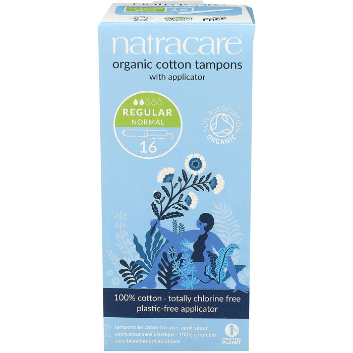 NatraCare Organic Cotton Regular Tampons With Applicator, 16 Count