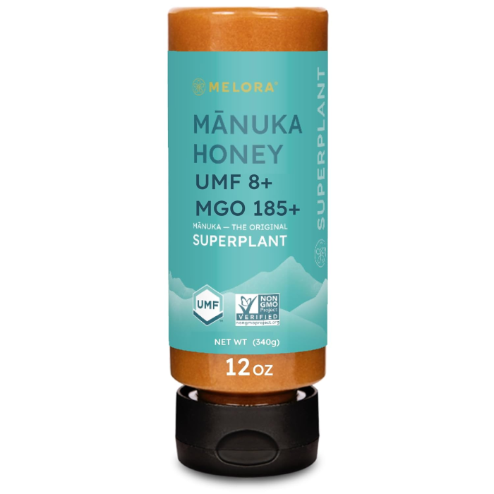 Melora Honey Manuka UMF8+ Squeeze Bottle - Front view