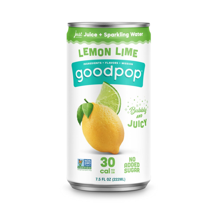 Goodpop Lemon Lime Sparkling Water Juice - Front view