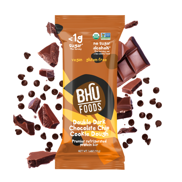 Bhu Foods Protein Bar Double Dark Chocolate Chip Cookie Dough - Front view