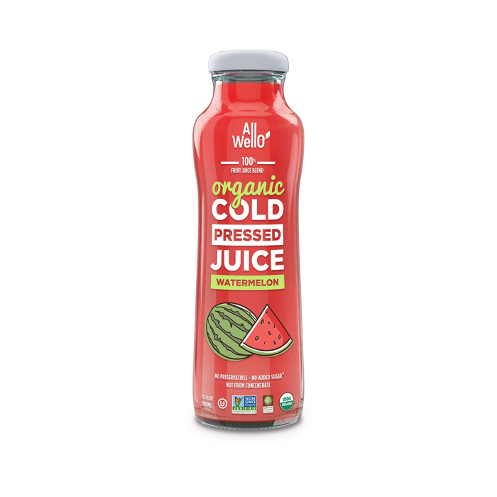 Allwello Organic Cold Pressed Watermelon Juice - Front view