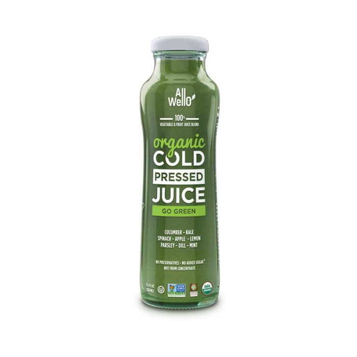 Allwello Organic Cold-Pressed Go Green Juice - Front view