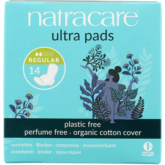 NatraCare Organic Cotton Ultra With Wings Pads, 14 Count
