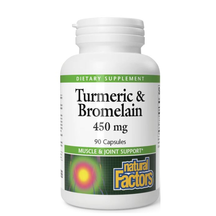 Natural Factors Turmeric And Bromelain 450 mg,  90 Capsules