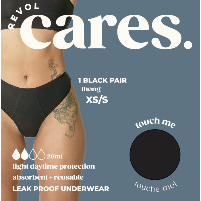 Revol Cares Thong Black XS/S, 1 pair