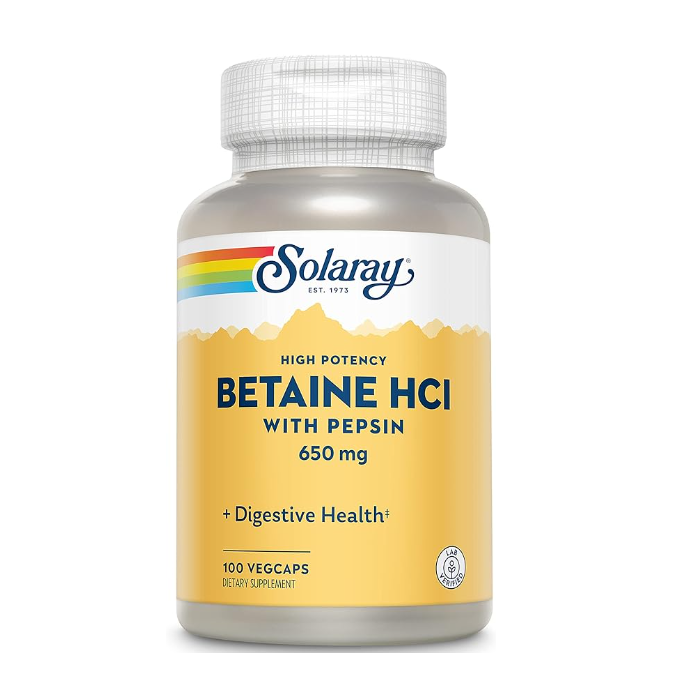 Solaray HCL with Pepsin, 650mg, 100 Capsules