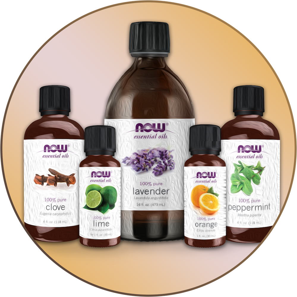 Various NOW essentials oils