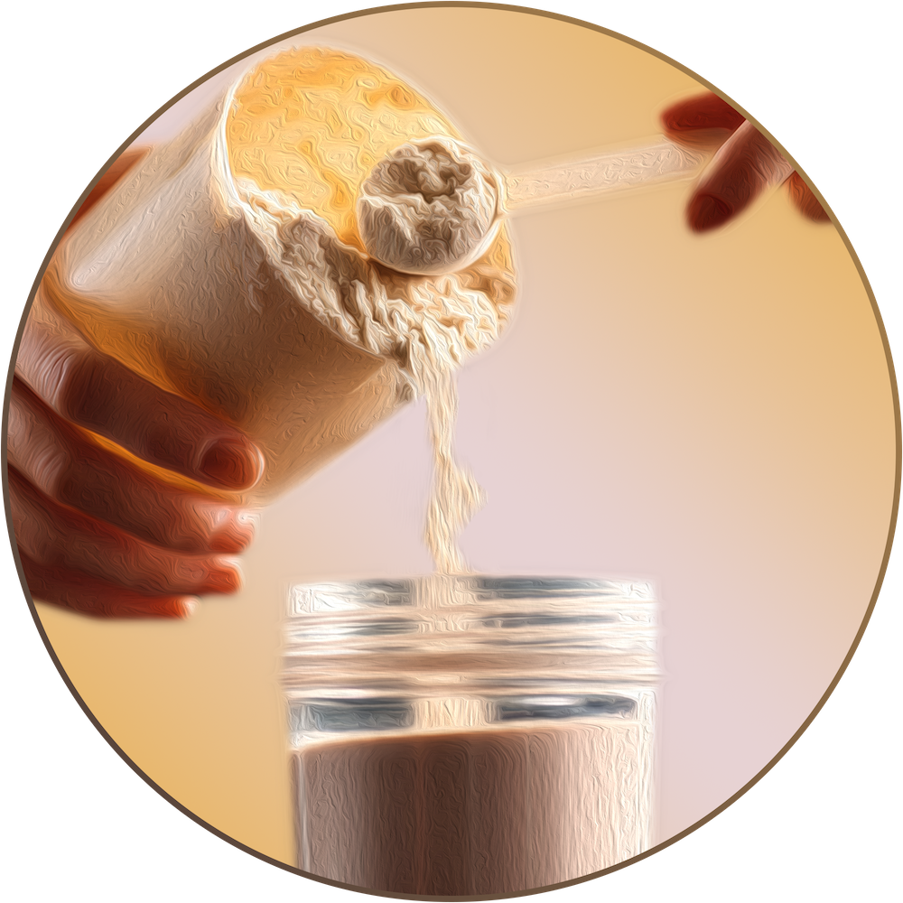 Supplement powder being poured into a glass