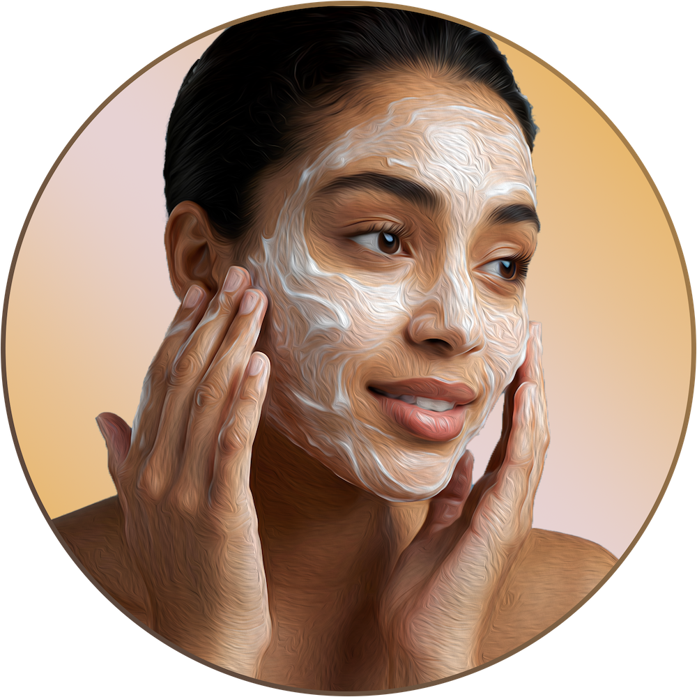 Women washing her face with skin care