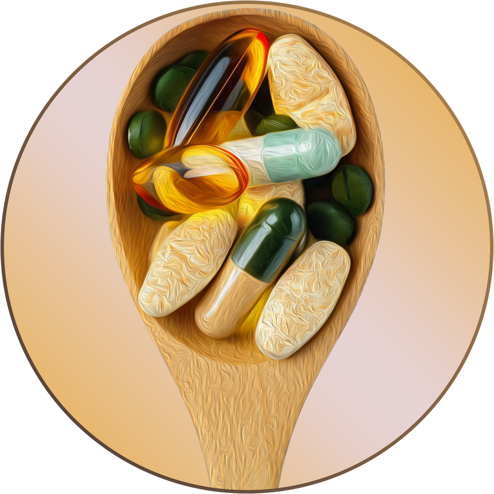 Wooden spoon with vitamins and minerals